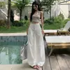 Pantalones retro americanos elegantes de chica popular con dobladillo curvo, versátiles y adelgazantes, jeans de trabajo de pierna ancha multibolsillos, admite envío directo
