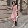 Elegante Vestido Femenino para Mujer 2026 Primavera Nuevo Estilo para el Trabajo Suave de Longitud Media con Cuello Fruncido Vestido Largo