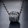 Colgante de Cuentas de la Buena Suerte de Plata Esterlina S925 Collar con Mantra de Seis Caracteres Joyería Vintage Regalo de Cumpleaños para Pareja Hombre Ventas Directas