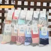 Meias Infantis Yoyo Urso Outono e Inverno Meia-calça Listradas Combinando Cores Tubo Largo Infantil Algodão Solto Escolar Bebê Meias