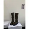 Botas marrones estilo Melard para mujer, otoño e invierno, de suela gruesa, botas altas, nuevo modelo 2025, con hebilla de cinturón, tacón grueso, botas altas de equitación
