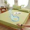 Sábana bajera impermeable de una sola capa de color sólido ajustada, sábana bajera de algodón lavable anti-manchas de una sola pieza, fabricante de sábana bajera ajustada de cobertura total amigable con la piel
