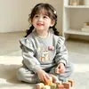 Conjunto Casual Lindo de Primavera y Otoño para Niñas, Nuevo Modelo 2026 para Niños Pequeños, Sudadera de Gato Lindo con Lazo, Conjunto de Dos Piezas para Bebé