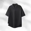 Nova Coleção de Verão 2026 Camisa Polo Masculina de Seda Gelada, Secagem Rápida, Gola Lapela, Manga Curta, Fina, Leve, Luxuosa, Solta, Camiseta Casual para Homens
