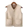 Colete de Pele de Cordeiro Colete de Mãe Outono e Inverno Partículas Espessadas Nova Roupa Exterior para Pessoas de Meia-Idade e Idosos para Manter o Aquecimento
