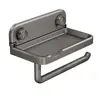 Estante de almacenamiento para caja de pañuelos sin perforación para montaje en pared, portarrollos de papel higiénico para baño, estante de almacenamiento para baño