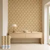 Pegatina de pared autoadhesiva con impresión UV Forma de abanico densa de oro fino Pared de fondo de sala de estar Personalización por imagen Al por mayor