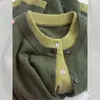 Cárdigan de punto de estilo coreano, verde, suave y acogedor, de imitación de dos piezas para mujer, engrosado para otoño e invierno, con un top corto suave y acogedor para superponer