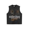 Chaleco sin mangas desgastado con diseño de cachorro Doberman oscuro de National Tide Street para hombre y mujer, estilo hip-hop, holgado, combinable y sin mangas.