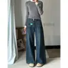 Jeans de mujer retro de cintura alta, nuevo estilo primavera y otoño, pantalones holgados de pierna ancha, talla grande, pantalones ajustados rectos adelgazantes