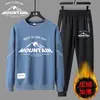 Comércio Exterior Masculino Veludo Solto e Confortável Terno Primavera e Outono Casual Esportivo Moletom Gola Redonda e Calça de Moletom Conjunto de Duas Peças