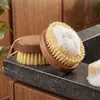 Venda Quente Transfronteiriça Madeira Maciça Sisal Grosso Marrom Oval Com Furo Corda Escova de Vegetais Cozinha Frutas e Vegetais Remoção de Lama Escova de Limpeza Escova de Frutas