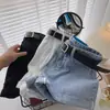 Shorts de Mezclilla para Mujer 2021 Verano Nuevos Cintura Alta Estilo Coreano Sueltos Adelgazantes Dobladillo Pierna Ancha Forma A Calientes Modernos Pantalones ins