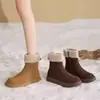 Botas de Nieve de Suela Plana para Mujer 2026 Invierno Nuevas Punta Redonda Moda Versátil Aterciopelado Engrosado Cálidas Suela Gruesa Botas de Algodón para Mujer