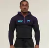 Camiseta con Capucha para Hombre de Fitness de Co-Marca UFC, Alta Elasticidad, Secado Rápido, Adelgazante, para Gimnasio, Entrenamiento de Levantamiento de Pesas y Carrera, Manga Larga