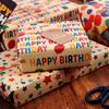 Suministro Exclusivo Transfronterizo de Papel de Regalo Feliz Cumpleaños, Empaque de Regalo para el Día de San Valentín, Papel Kraft Amarillo Vintage, Rollo de Papel de Tamaño Grande