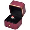 Caja de Joyería Redondeada con Borde Dorado de Piel Sintética, Caja de Anillos de Alta Gama Transfronteriza, Caja de Embalaje para Joyería de Collares, Colgantes y Pulseras