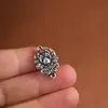 Pendente de Anel Duplo Peônia em Relevo Dupla Face Retro Velho Rei Cervo Dourado Prata Pura Acessórios para Colar Feito à Mão DIY