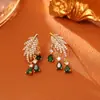 Brincos de Folha Pena de Zircônia Super Brilhantes, Moda de Alto Padrão, Luxo Leve, Brincos Elegantes, Brincos Exquisitos Estilo Fada, Brincos Modernos