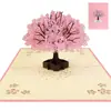 Tarjeta de Saludo Estéreo del Día de San Valentín Árbol de Cerezo Amoroso Tallado en Papel Mensaje de Bendición Navideña Tarjeta de Agradecimiento Amazon Wholesale