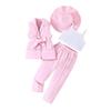Exclusivo Transfronterizo 2025 Nuevo Traje para Niña con Pantalones y Sombrero Set de 4 Piezas, Elegante Traje Infantil, Directo de Fábrica