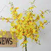 Orquídea Danzante Amarilla Boda Flor de Seda artificial Orquídea Wenxin Orquídea Mariposa Decoración del Hogar Flor Falsa Simulación 3 Horquillas Orquídea Danzante