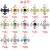 Diseño de alta retención de color sentido aleación colgante cruz simétrica incrustada con diamantes de imitación cuadrado DIY collar pendientes colgante adornos venta al por mayor