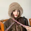 Touca de Tricô Cacuss Feminina para Outono e Inverno, Nova Touca Slouchy Color Block Tendência com Proteção para Orelhas e Aquecimento