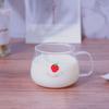 Taza de Vidrio de Leche con Estampado de Fresa con Cuchara, Estilo Girly Ins, Popote de Vidrio de Borosilicato Alto