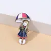 Broche de Moda con Piedra Ojo de Gato Incrustada, Broche Creativo de Personaje de Dibujos Animados, Pin Lindo de Chica de Aleación Esmaltada Ecológica
