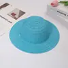 Bolsa de balde tecida à mão, bolsa transversal de palha para praia, conjunto de chapéu de sol de palha de verão para crianças com franja ondulada