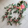 Flor de Rosa Simulada Trepadeira Flor Artificial Videira de Rattan Biônico Cobertura de Tubo de Ar Condicionado Cerca Pendurada Parede de Flores Paisagismo