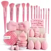 Conjunto de Ferramentas de Beleza Multi-Peça Transfronteiriço com 30 Peças: Pincéis de Maquiagem, Esponjas de Pó, Conjunto Grande para Lavagem Facial