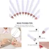 Pluma de Puntos de Diamante para Uñas, Pluma Blanca de Puntos de Diamante, Lápiz para Pegar Pedrería, Bolígrafo de Cera para Pedrería, Pluma de Puntos, Herramientas para Uñas