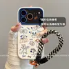 Adequado para Capa de Celular Apple 17, Fashion e Divertido para Mulheres, Novo Modelo de iPhone 16, Personalizado com Cordão, Gato Dançante Abstrato