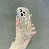 Gasa emplumada, patrón floral morado brillante, suave y adecuado para la funda del teléfono Apple 17 Pro, funda rígida para iPhone 18 con láser chapado en oro