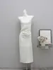 Em estoque: Vestido Songjianyue de Tencel para mulheres, vestido elegante de verão ombro a ombro, vestido regata de alta qualidade sem mangas para o dia a dia