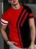 Amazon 2025 Verano Nuevo Camiseta Casual para Hombre de Combinación Versátil Moda Colorido Estampado Manga Corta Cuello Redondo