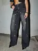 [Personalização Odm Fábrica Xintang] Jeans Casual Solto com Patch Impresso Personalizado