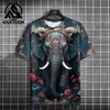 Moletom Solto Verão 2025 Camiseta Estampada Tendência Transfronteiriça Manga Curta Masculino Tamanho Grande Elefante Leve e Confortável