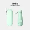 Sombrilla portátil de protección solar para mujer con logo personalizado, doble uso para días soleados y lluviosos, estilo cápsula, diseño minimalista, recubrimiento negro, sombrilla publicitaria