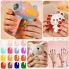Comercio Exterior Juego de 240 Piezas de Uñas Postizas Infantiles Modernas de Color Sólido en Tamaños Variados con Pegamento de Gelatina