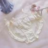 Roupa íntima feminina de algodão puro estilo japonês, com babados, estilo princesa, triângulo, fofa, com cadarço, para uso prolongado
