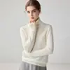 Outono e Inverno 100% Caxemira Pura Tricô Elegante de Gola Alta para Mulheres Textura de Caxemira Macia e Flexível Suéter de Estilo Básico Solto