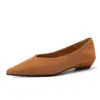 Mengmengjia 1099-3 Zapatos Planos para Mujer con Punta Fina, Estilo Coreano Minimalista Retro de Tacón Bajo - Zapatos Planos Versátiles de Corte Bajo
