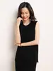 26 Estilo Nuevo Primavera y Verano Cuello Redondo 100% Lana Color Sólido Patrón Trenzado Sin Mangas Chaleco Holgado Casual Tejido de Hilo de Yangzi Finamente Hilado