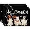 Manteles individuales de lino con temática de Halloween, diseño de estampado de fantasmas de Amazon, manteles decorativos para restaurantes, resistentes al calor, serie transfronteriza