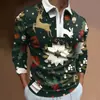 Camisa digital casual para hombre de manga larga estampada, estilo navideño nuevo y moderno, transfronteriza