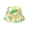 Sombrero de Pescador de Doble Cara de Ultramar Estampado de Piña Fresa Naranja Sombrero de Cubo Todo Fósforo Pequeño Fresco de Ala Corta Sombrero de Sol para Pareja