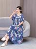 Novo Vestido de Algodão Seda da Moda para Mães de Meia-Idade Vestido de Verão Feminino Saia Longa de Algodão Artificial com Bainha Larga Vestido de Verão para Sogra 50 Anos